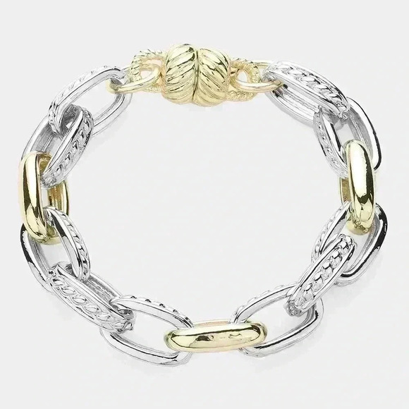 Two Tone Chain Magnet Bracelet - Picture 1 of 3
